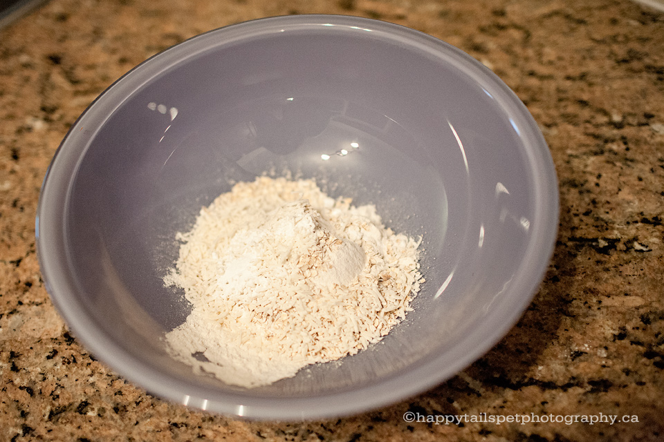 dry dog treat ingredients in bowl