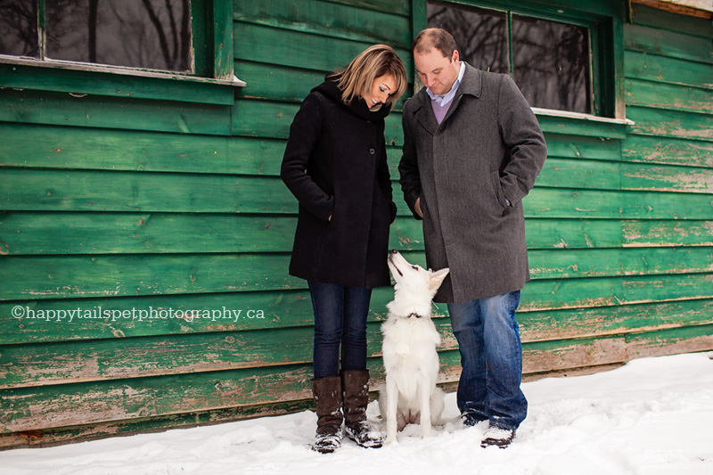 family photography with a young couple and dog at estate in Waterdown, Ontario.