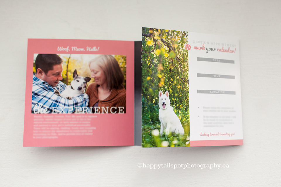 Session reminder card for Ontario pet photographer
