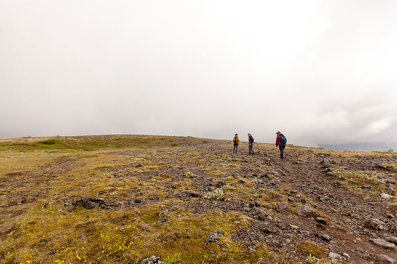 Hiking in changeable weather in Skaftafell National Park in Iceland.