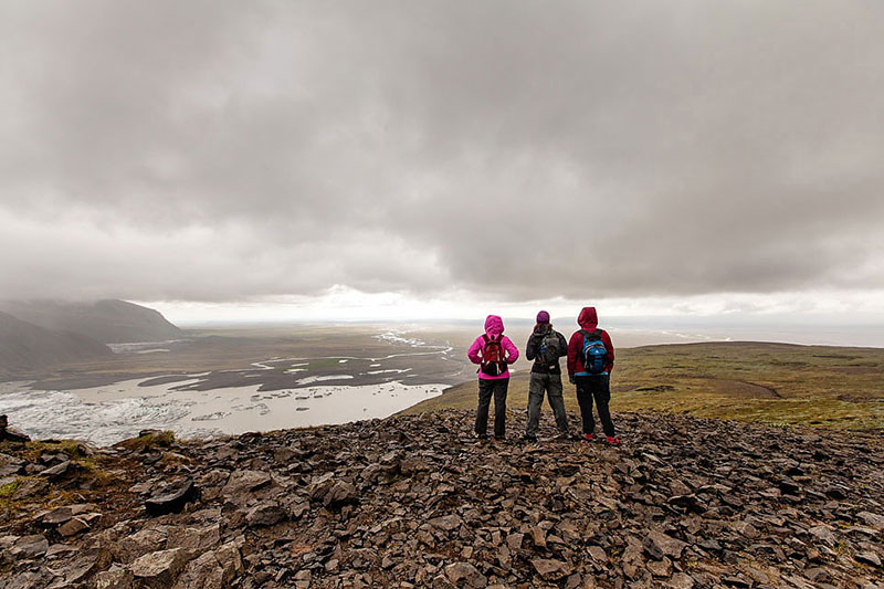 Stunning view during hiking in wet weather at Skaftafell National Park, Iceland.