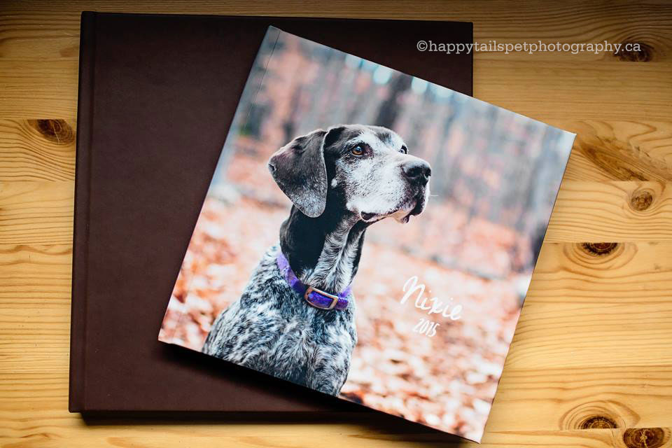 Custom 8x8 album, photography products by Ontario pet photographer.