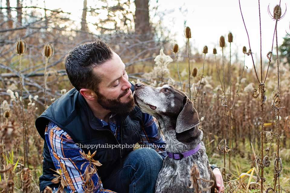 The human animal bond between a man and his aging dog by GTA pet photographer.