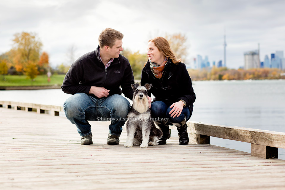 Couple photography with dog, urban family photos in Toronto.